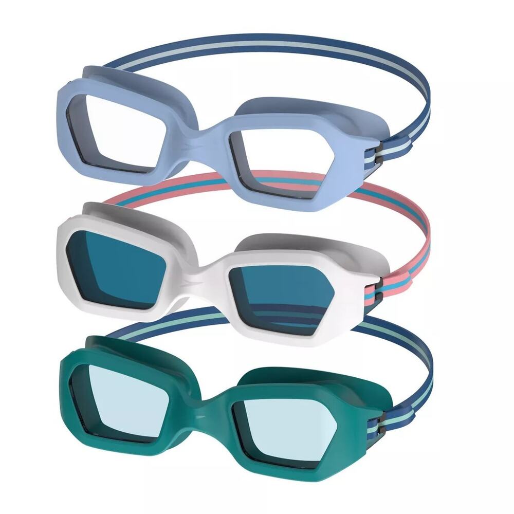 Speedo Adult Solar Swim Goggles 3 Pack Blue White Teal Anti-Fog UV NEW